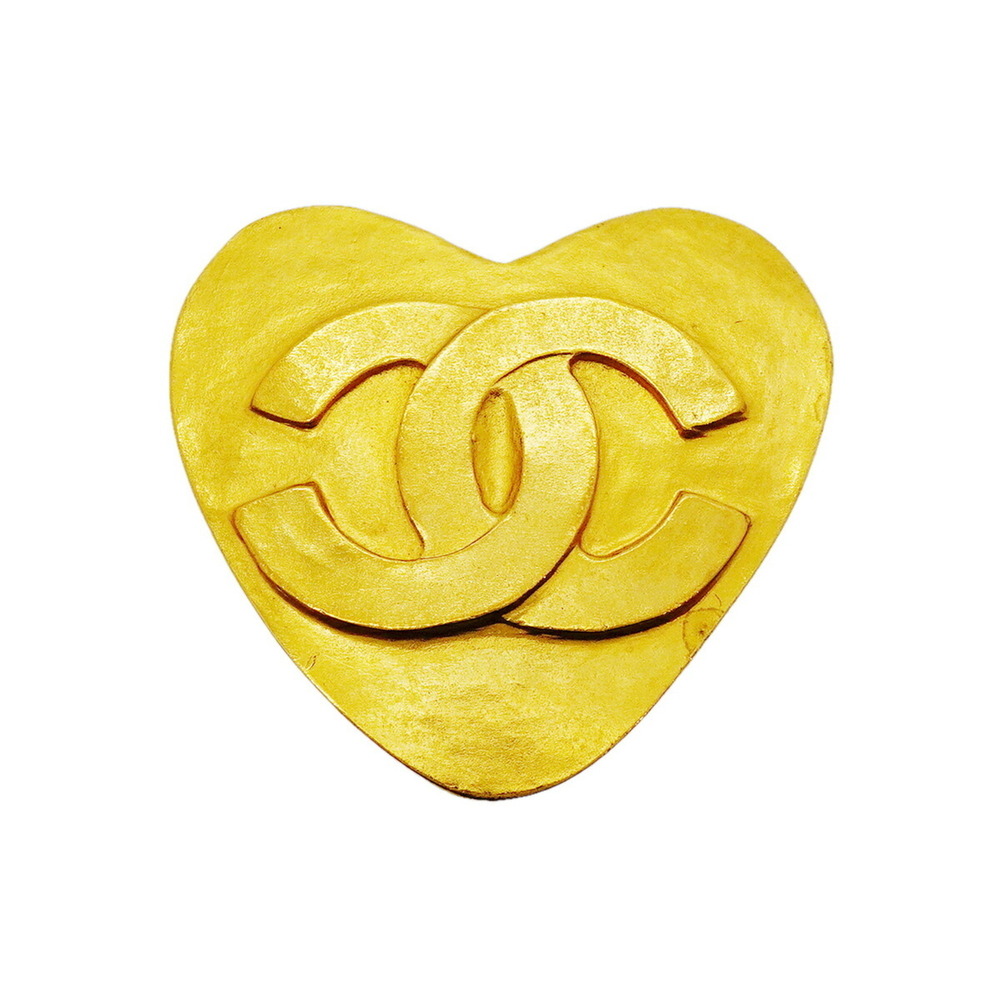 CHANEL Gold Logo Brooch